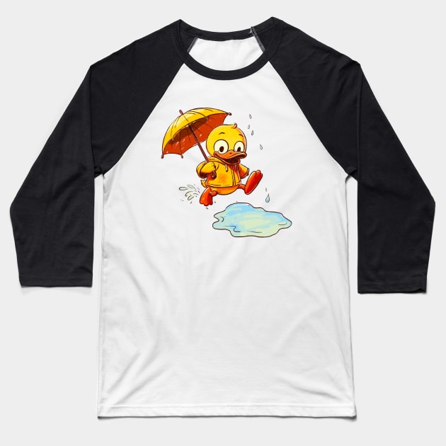 Splashing Duckling Baseball T-Shirt by Ghost on Toast